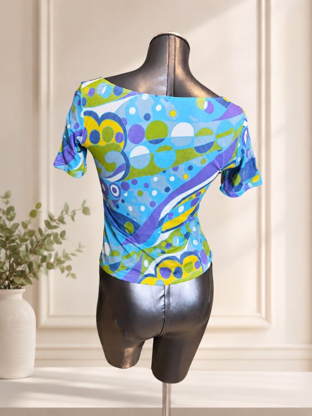 Stunning Cosabella Made in Italy Y2K Sheer Mesh Abstract Print Top Size M - Picture 4 of 10